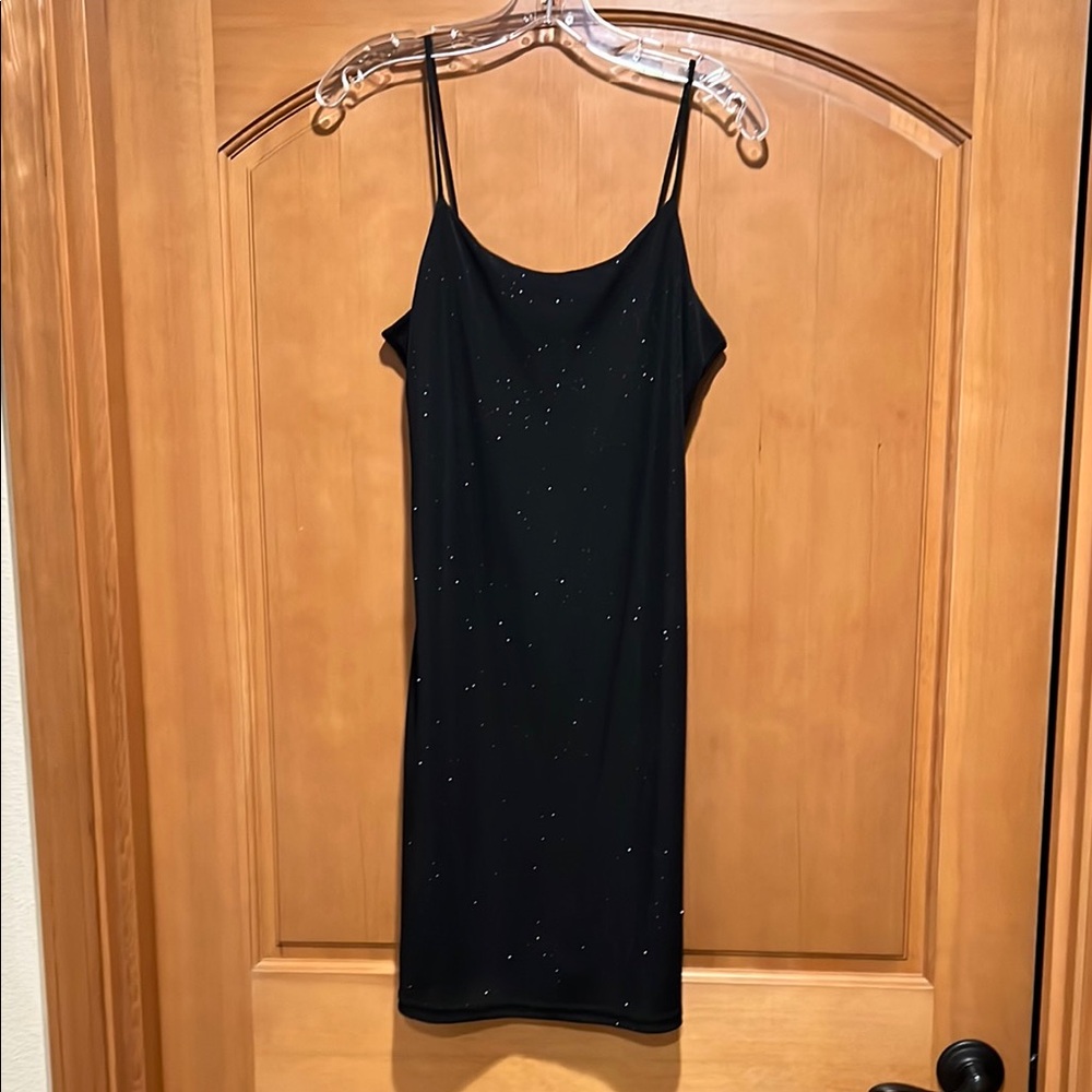 Black Ribbed Mini Slip Dress for Night Out